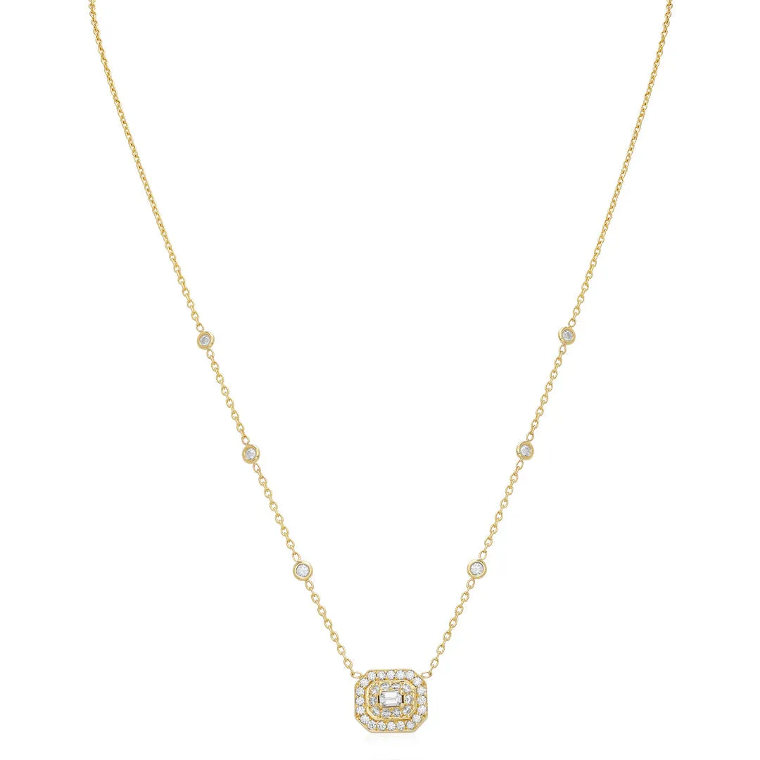Art-Deco Emerald Cut Diamond Necklace