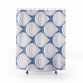 Art Deco, Nouveau Shower Curtain | Dusty Blue, Ivory Geometric Lighting,Home Lighting