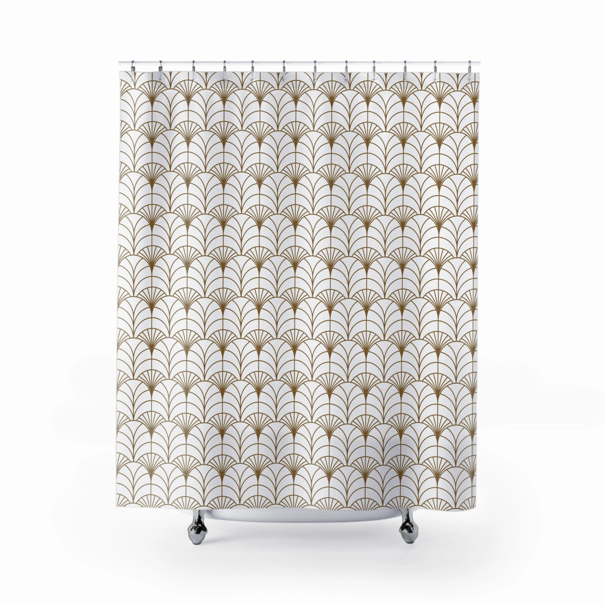 Art Deco Shower Curtain | Beige White Fan, Art Nouveau Lighting,Home Lighting