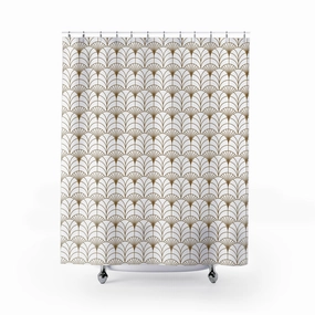Art Deco Shower Curtain | Beige White Fan, Art Nouveau Lighting,Home Lighting