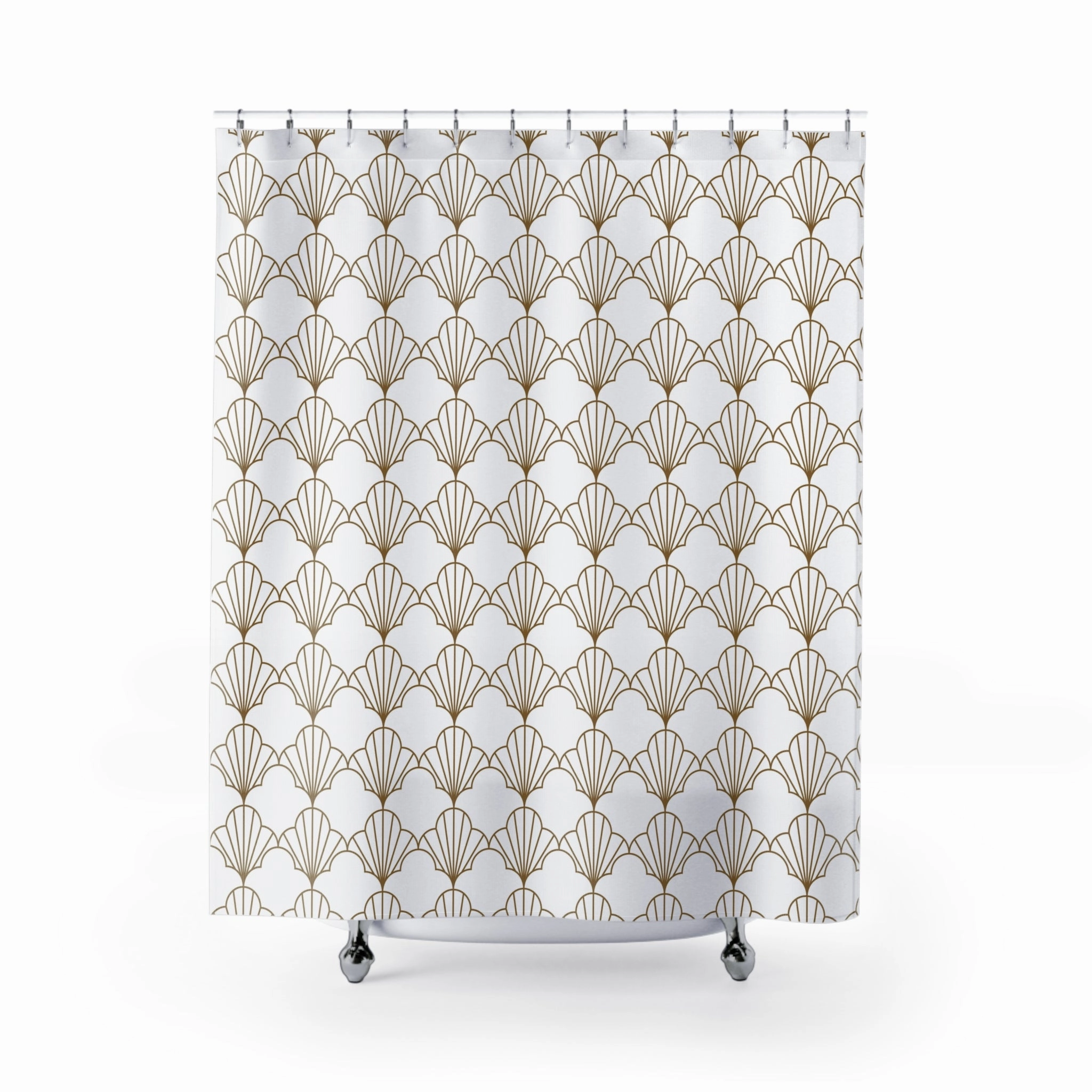 Art Deco Shower Curtain | Beige White Shell, Art Nouveau Lighting,Home Lighting