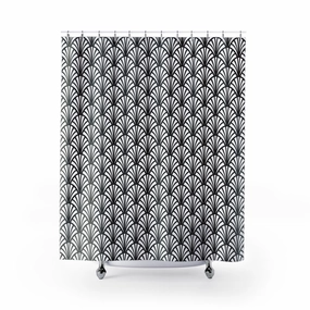 Art Deco Shower Curtain | Black and White Art Nouveau Lighting,Home Lighting