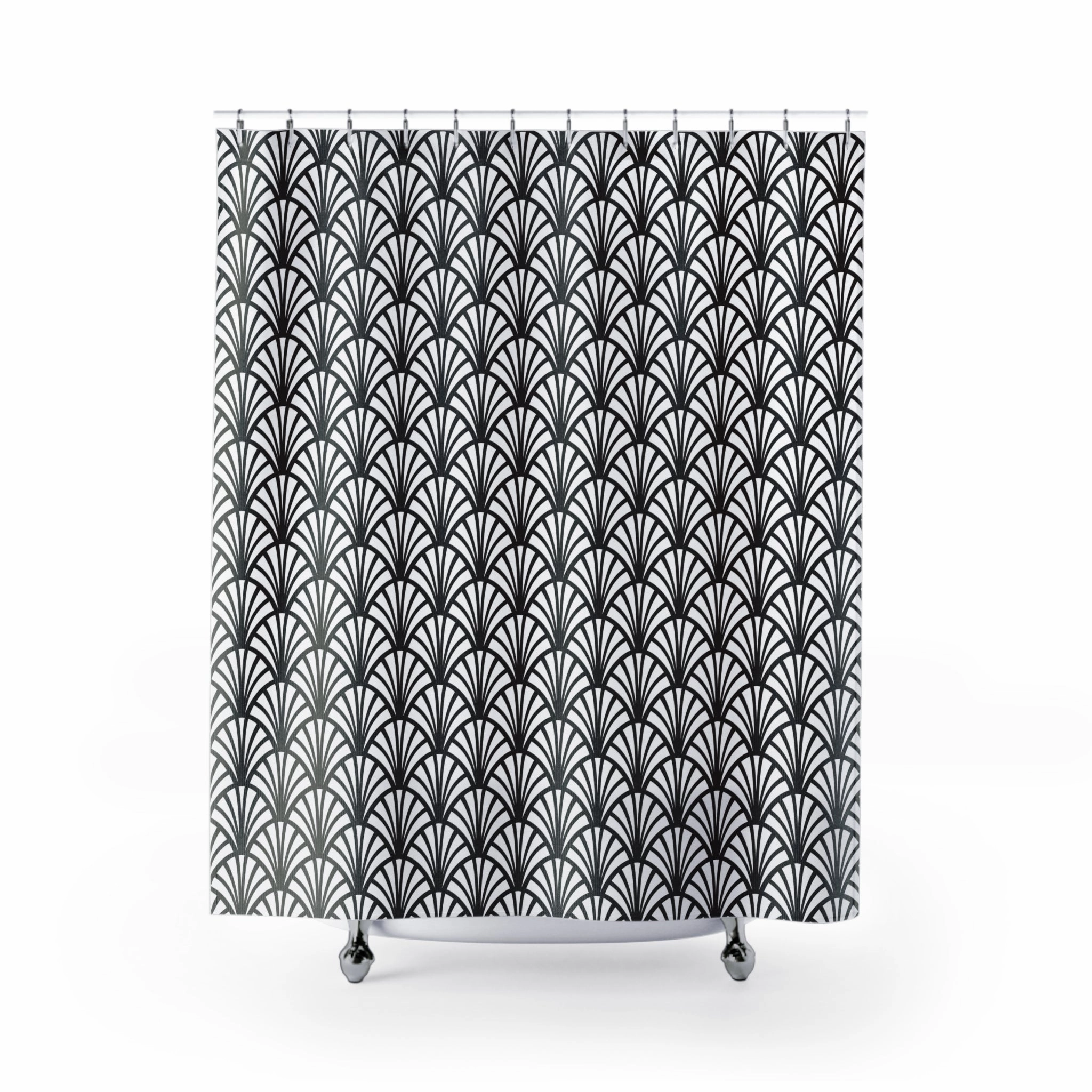 Art Deco Shower Curtain | Black and White Art Nouveau Lighting,Home Lighting