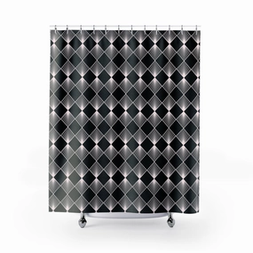 Art Deco Shower Curtain | Black and White Squares Lighting,Home Lighting