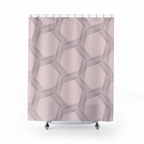 Art Deco Shower Curtain | Black, Blush Pink, Minimalist Geometric Lighting,Home Lighting