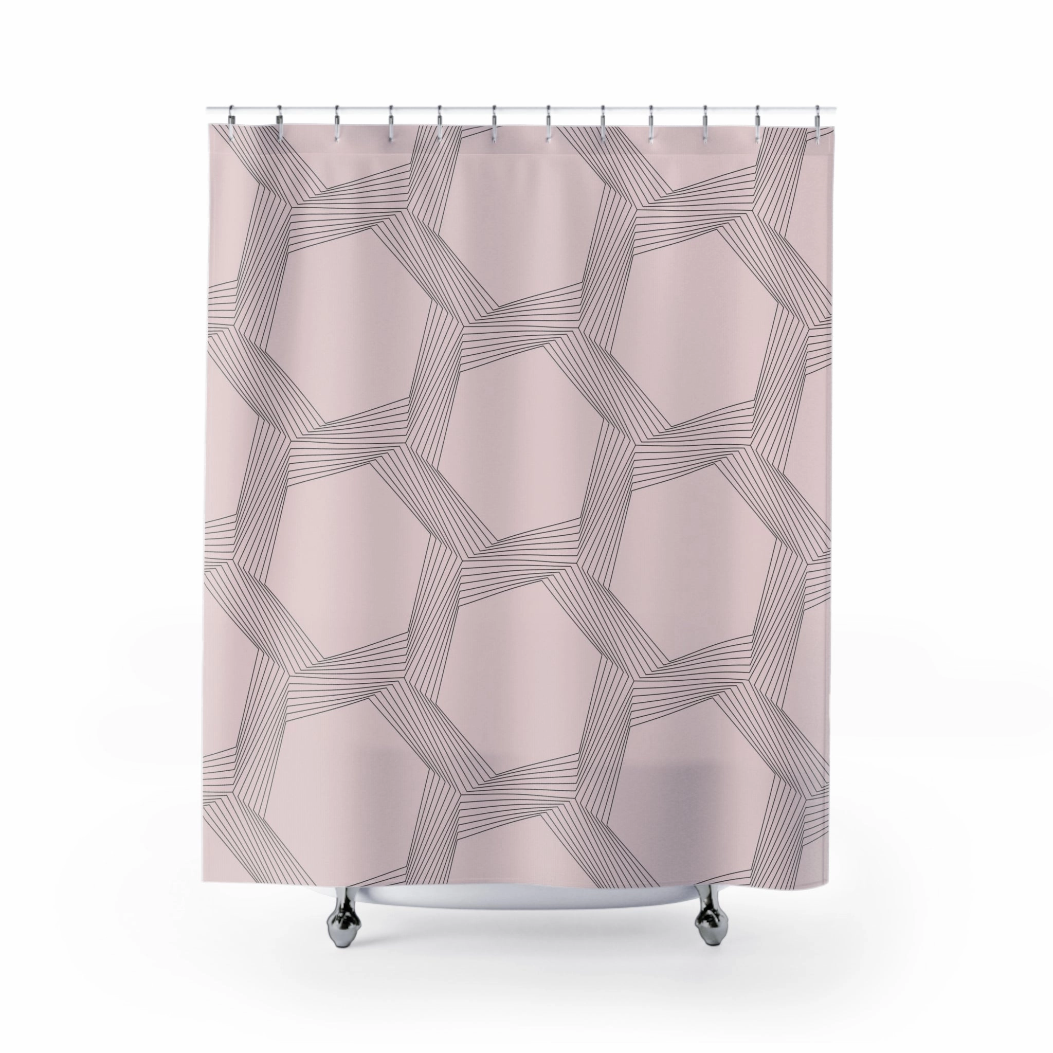 Art Deco Shower Curtain | Black, Blush Pink, Minimalist Geometric Lighting,Home Lighting