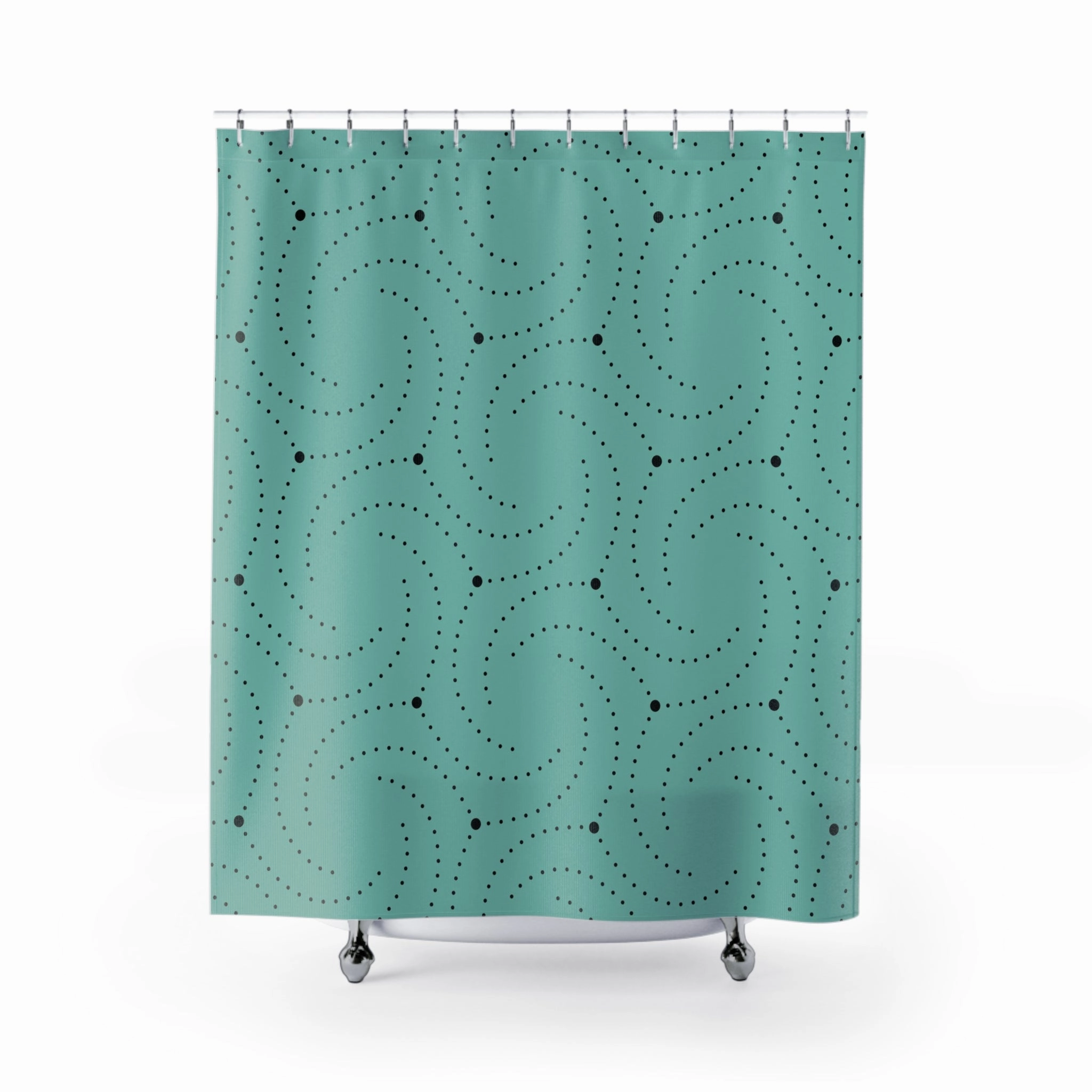 Art Deco Shower Curtain | Black Sage Teal Green, Minimalist Geometric Lighting,Home Lighting