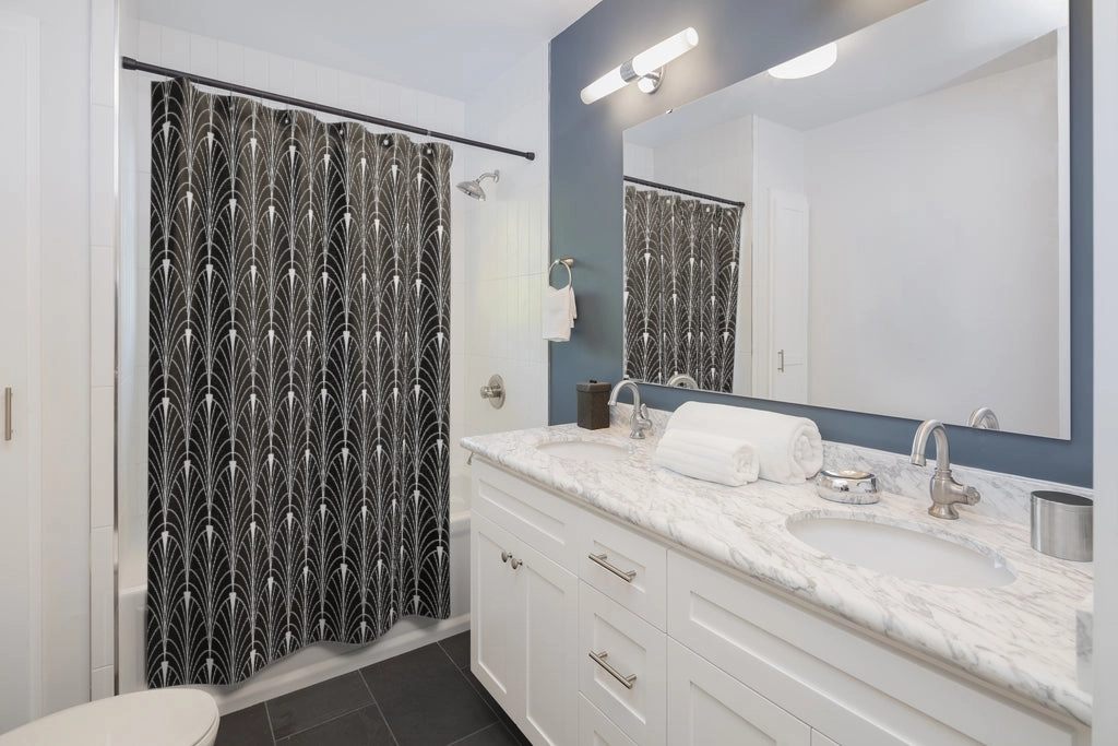 Art Deco Shower Curtain | Black White Gatsby