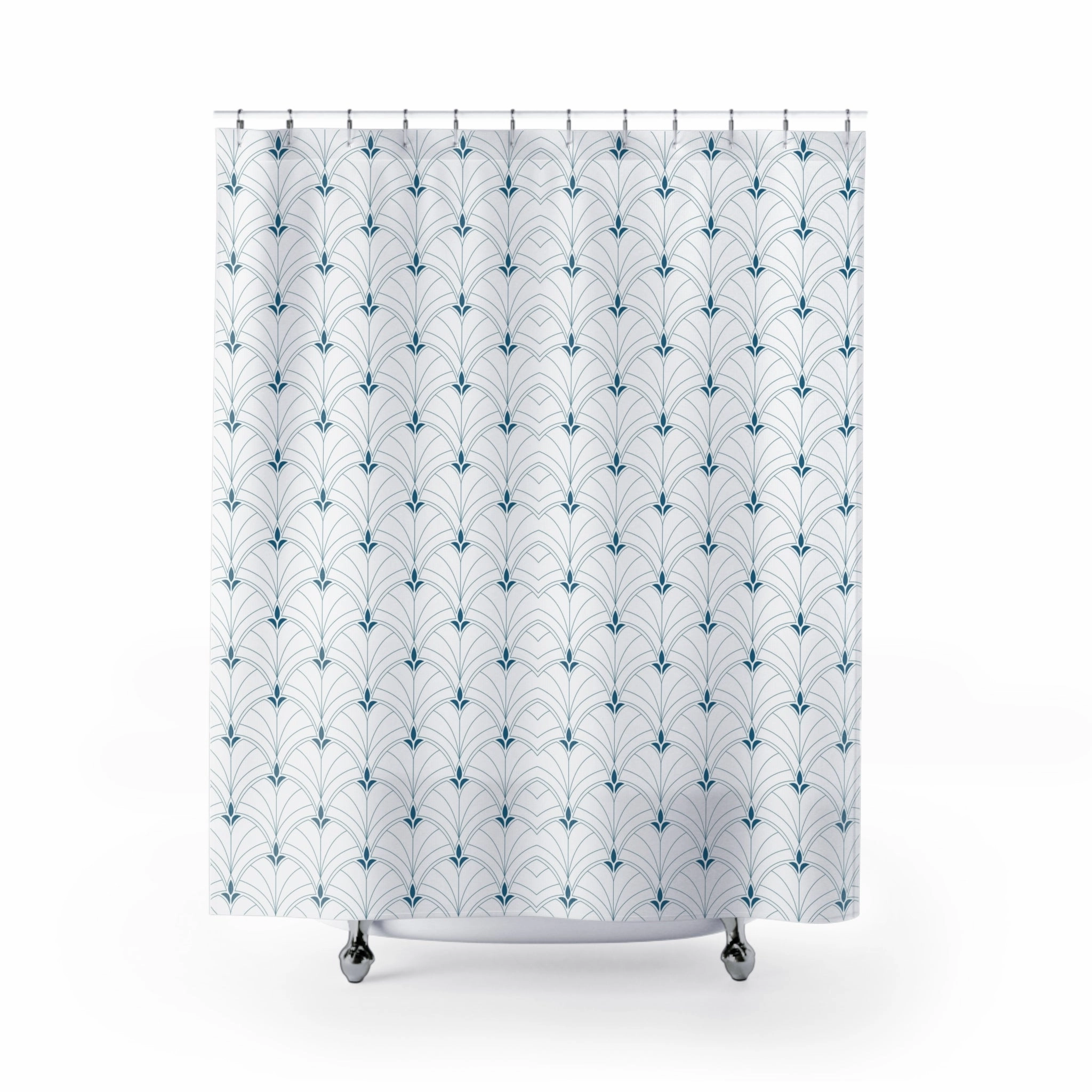 Art Deco Shower Curtain | Blue white, Art Nouveau Lighting,Home Lighting