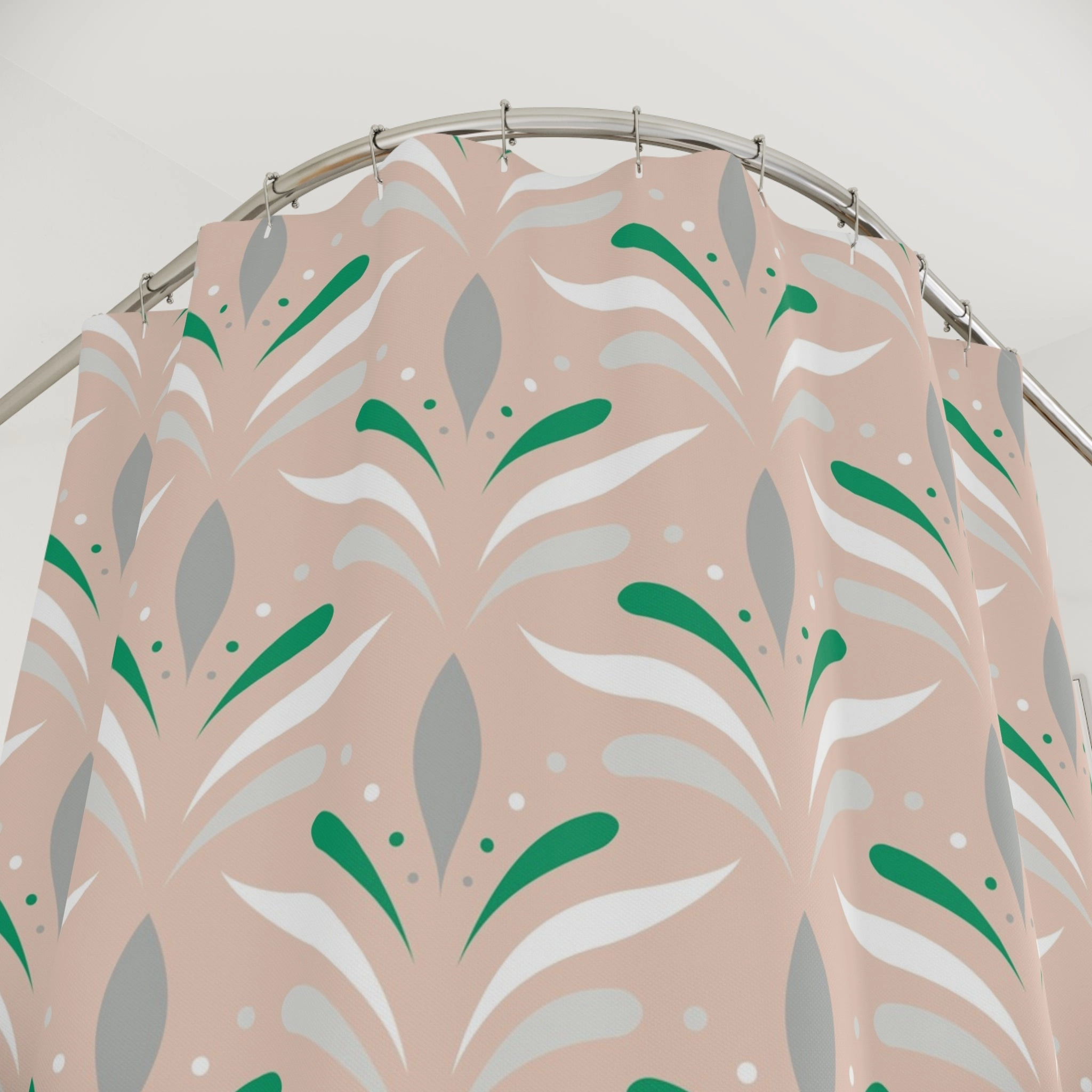 Art Deco Shower Curtain | Blush Peach, Green Grey White