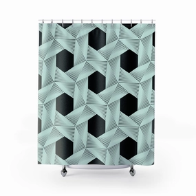 Art Deco Shower Curtain | Mint Green Black, Minimalist Geometric Lighting,Home Lighting