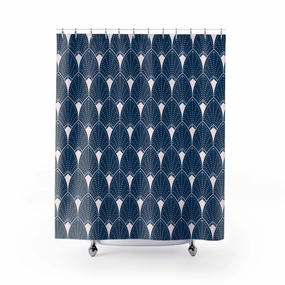Art Deco Shower Curtain | Navy Blue White, Art Nouveau Lighting,Home Lighting