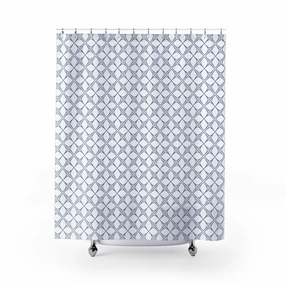 Art Deco Shower Curtain | Powder, Pale Blue White, Art Nouveau Lighting,Home Lighting
