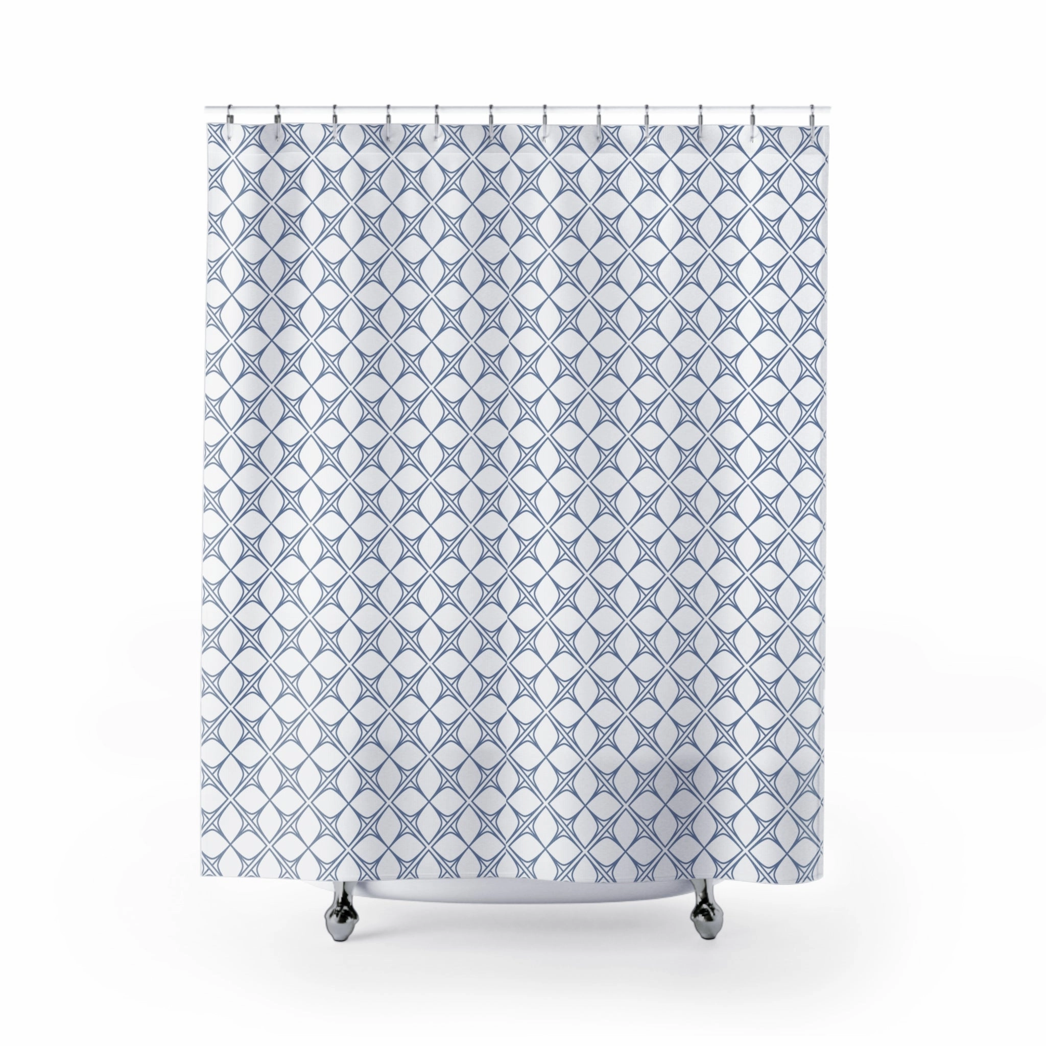 Art Deco Shower Curtain | Powder, Pale Blue White, Art Nouveau Lighting,Home Lighting