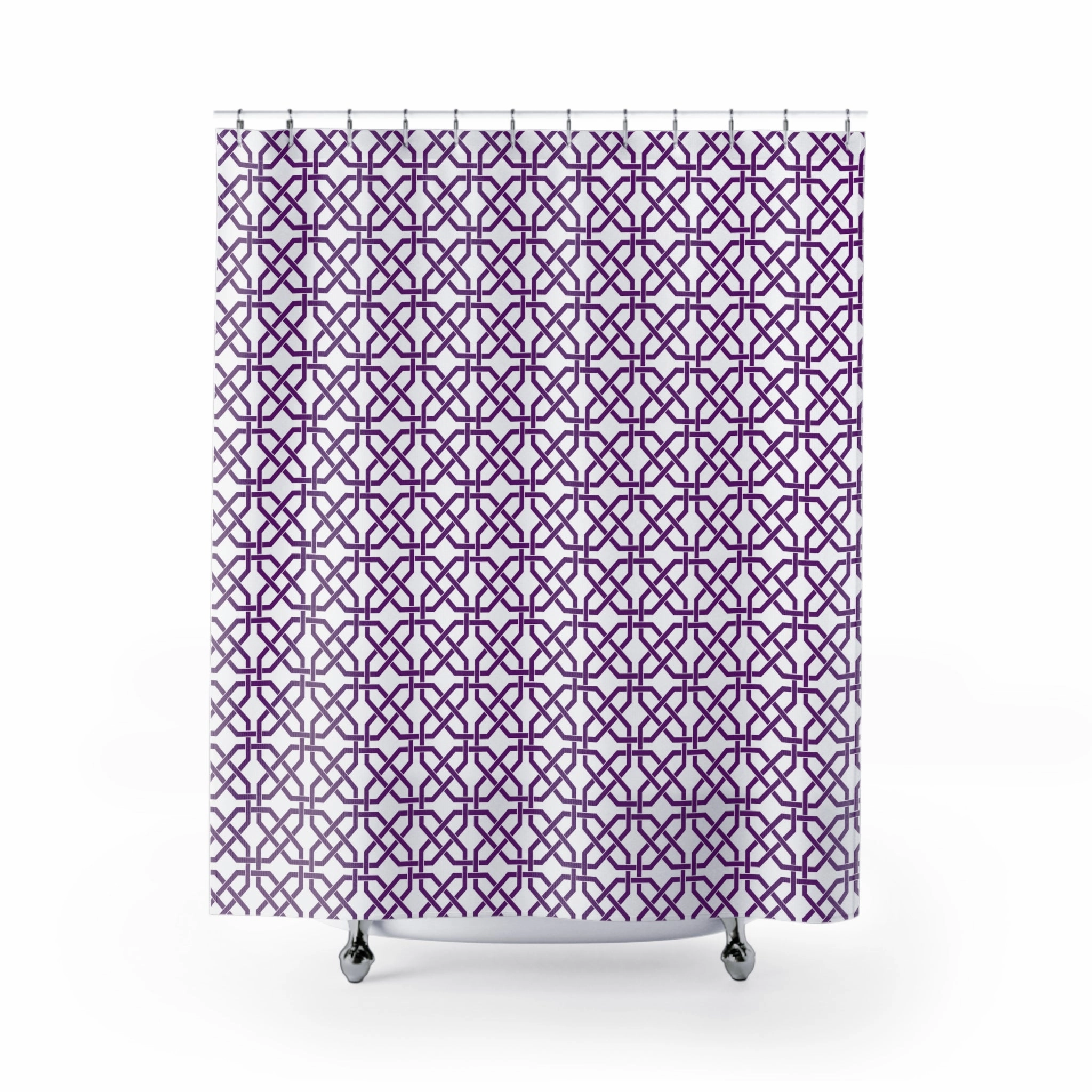 Art Deco Shower Curtain | Purple White Geometric, Art Nouveau Lighting,Home Lighting