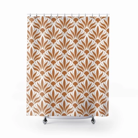 Art Deco Shower Curtain | Retro Terracotta White, Art Nouveau Lighting,Home Lighting