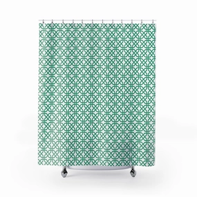 Art Deco Shower Curtain | Sage Green, Geometric White Lighting,Home Lighting