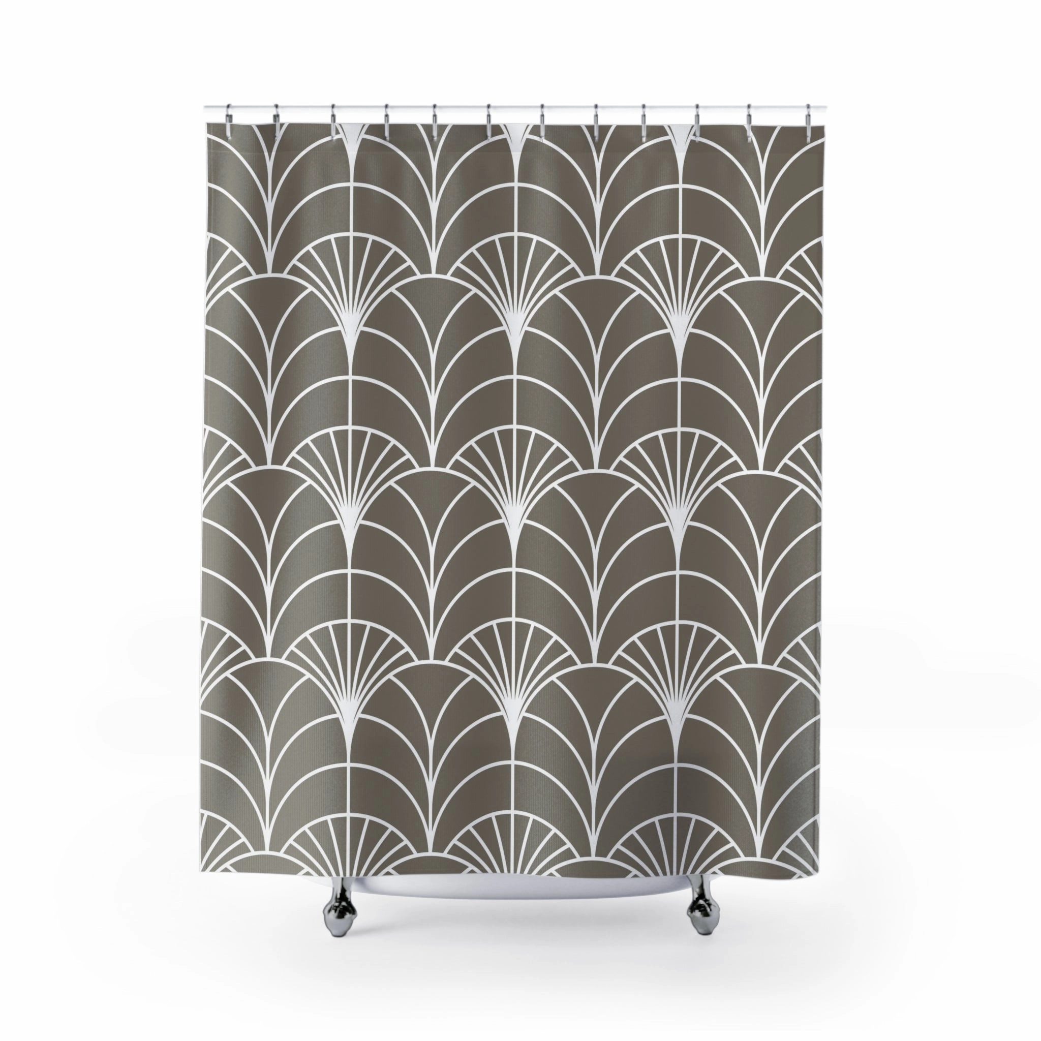 Art Deco Shower Curtain | Taupe Beige White, Art Nouveau Lighting,Home Lighting