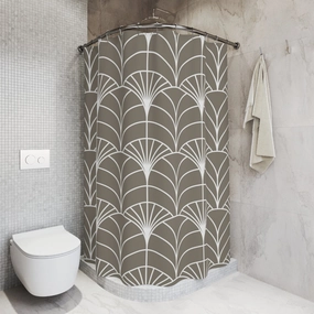 Art Deco Shower Curtain | Taupe White Bath Curtain Lighting,Home Lighting