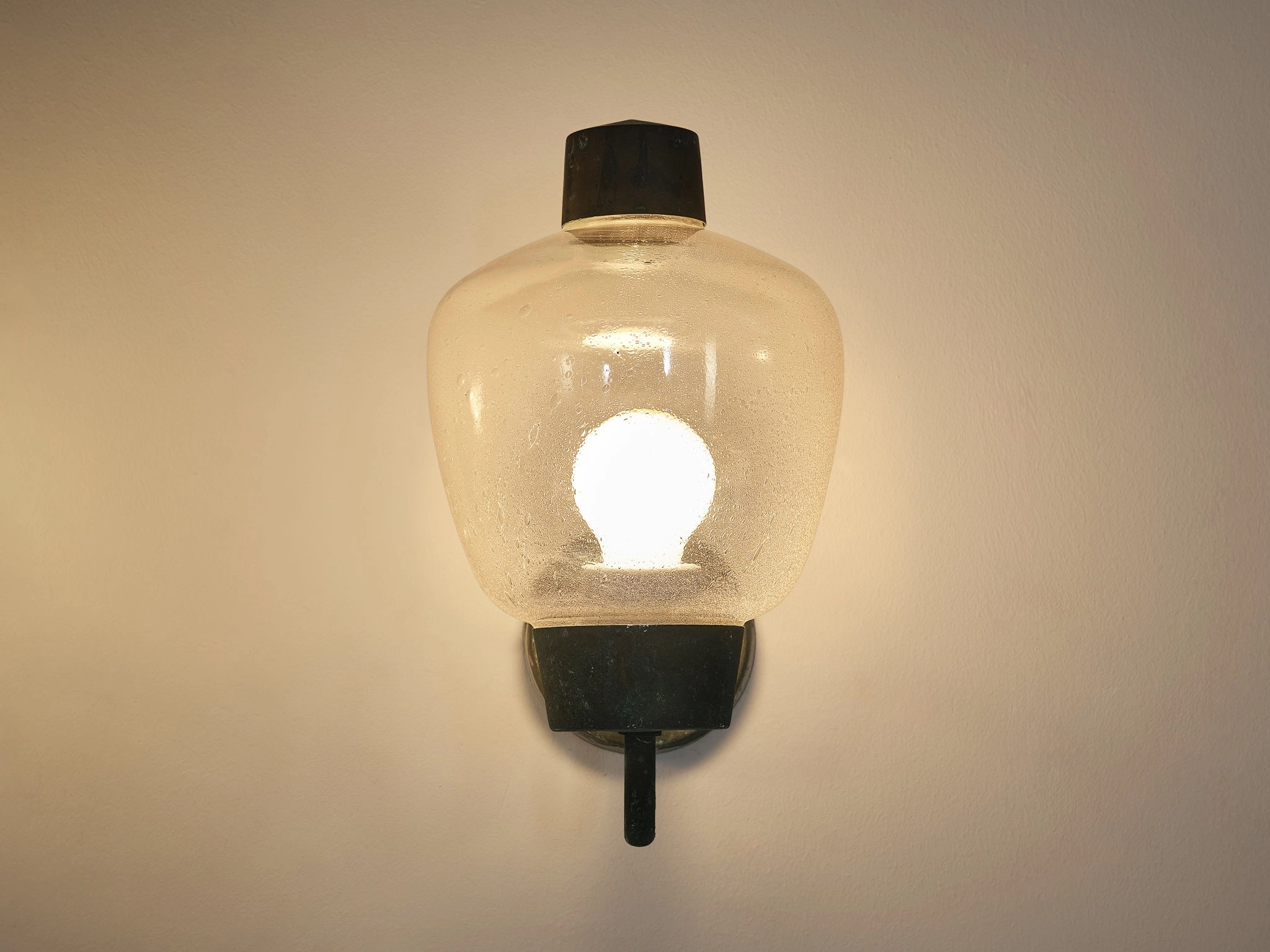 Asea Elektroskandia Swedish Wall Lights in Patinated Copper and Glass