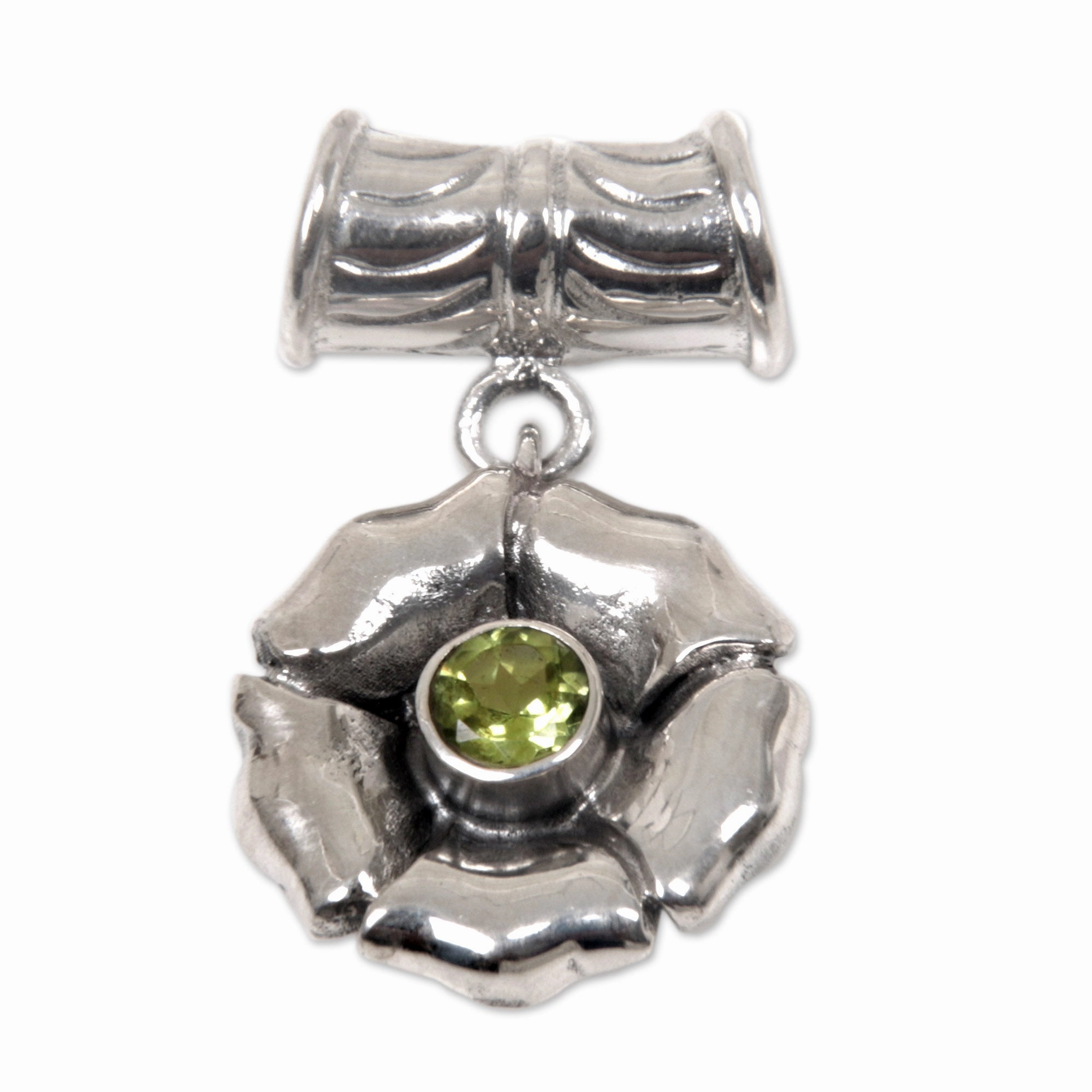 August Poppy Peridot Handmade Flower Pendant
