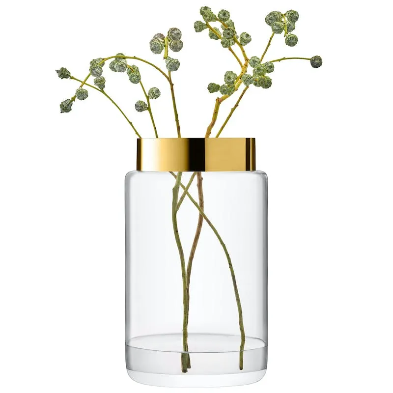Aurum Vase, H40cm, Clear/Gold