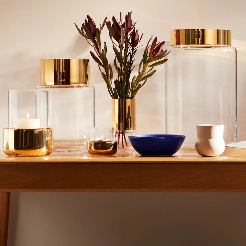 Aurum Vase, H40cm, Clear/Gold