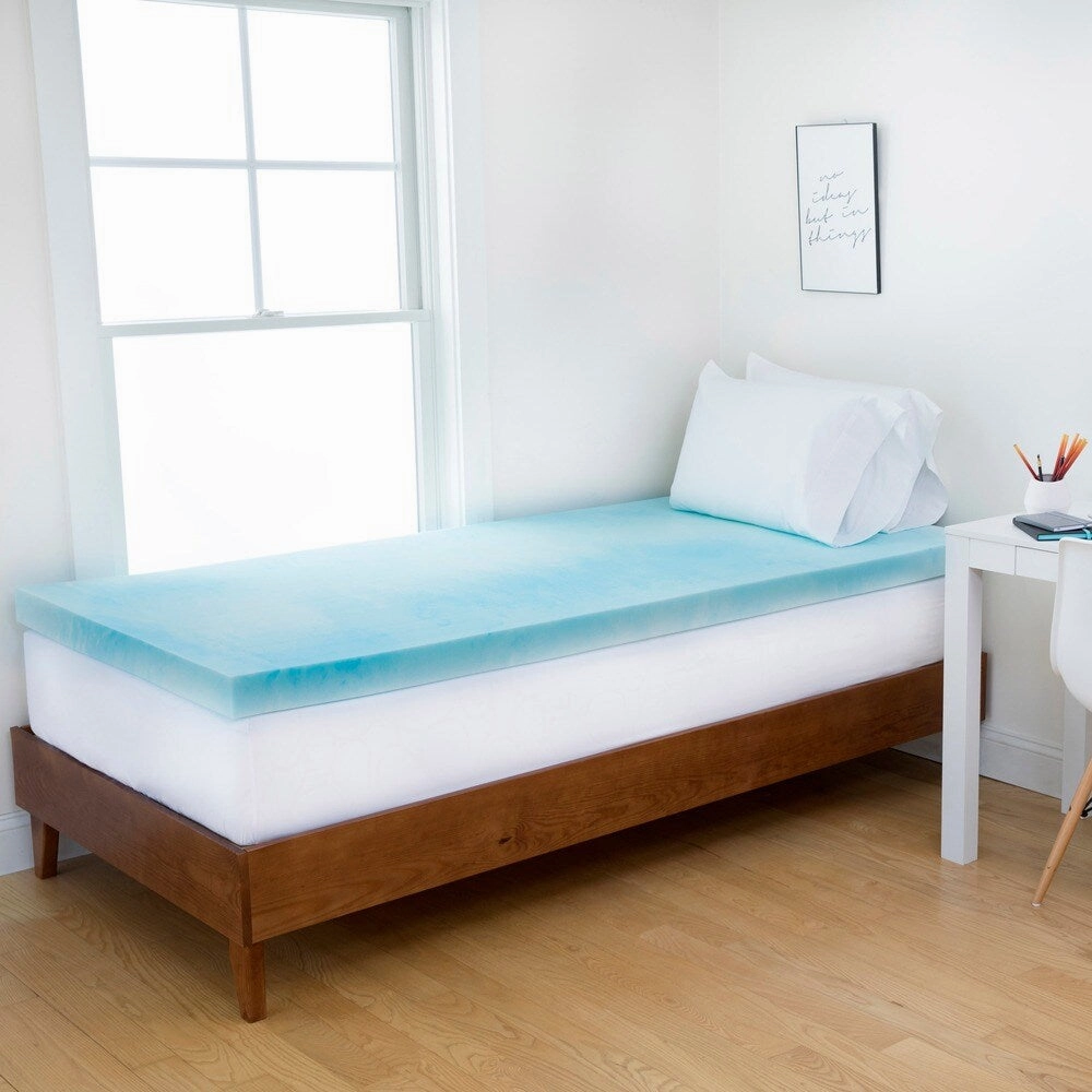 Authentic Comfort 4-inch Dorm Gel Swirl Memory Foam Mattress Topper