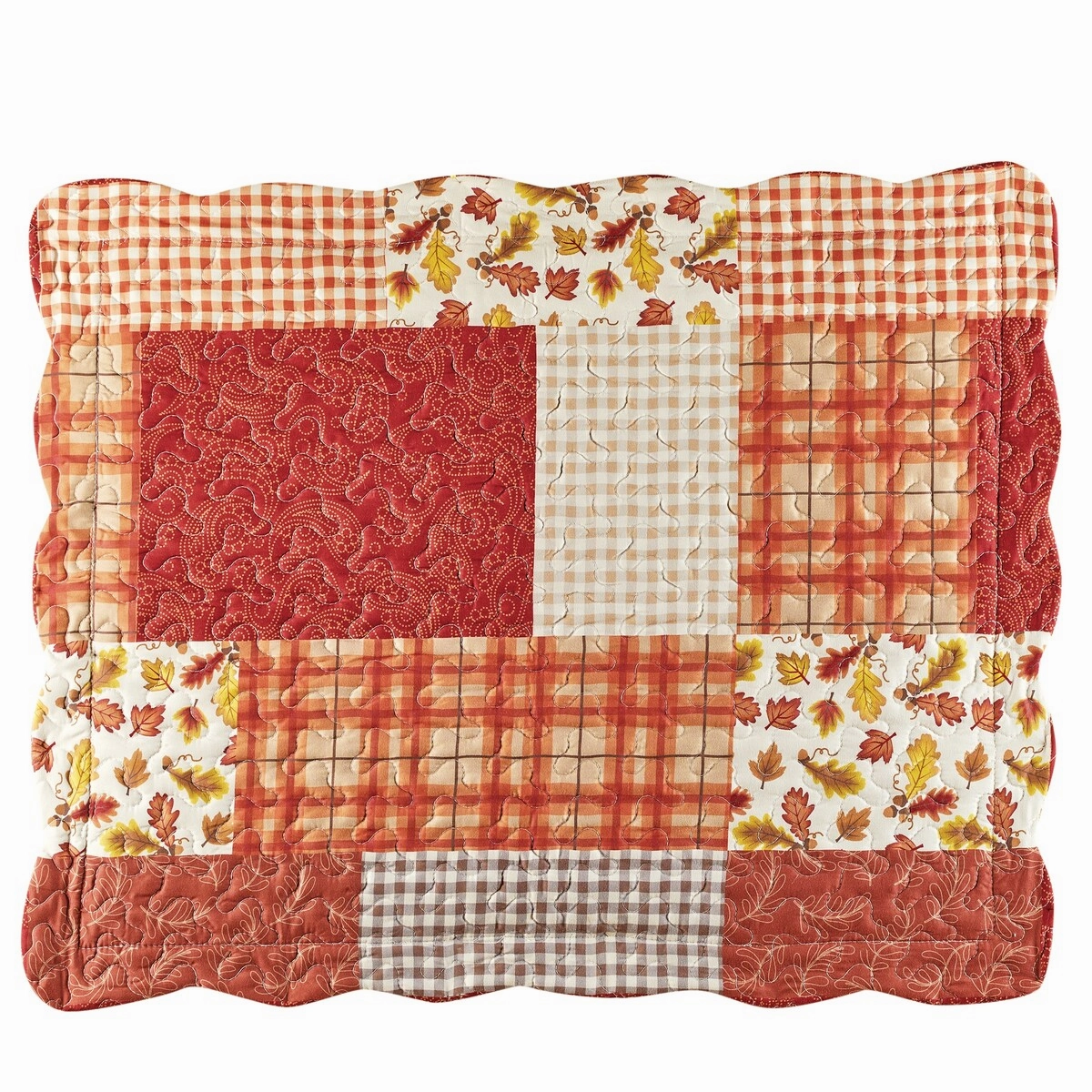 Autumn Leaves & Plaid Shades Patchwork Bed Pillow Sham pillowcases,cotton pillow covers,bed linen