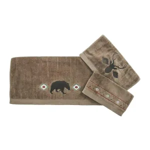 Aztec Bear 3-PC Bath Towel Set, Mocha bath towels, hand towels
