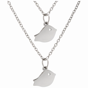 Baby Bird Friends Pewter Necklaces - Set of 2