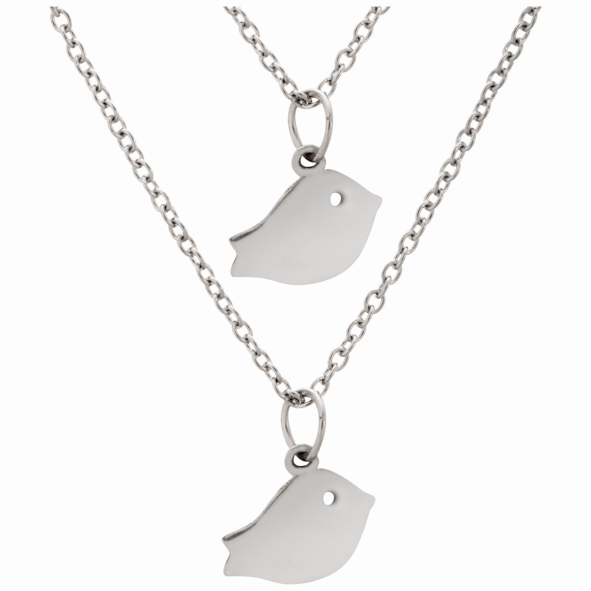 Baby Bird Friends Pewter Necklaces - Set of 2