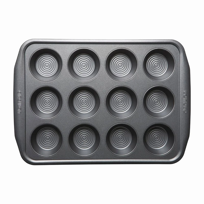 Bakeware 12 cup muffin tray, 10 x 15'', non-stick