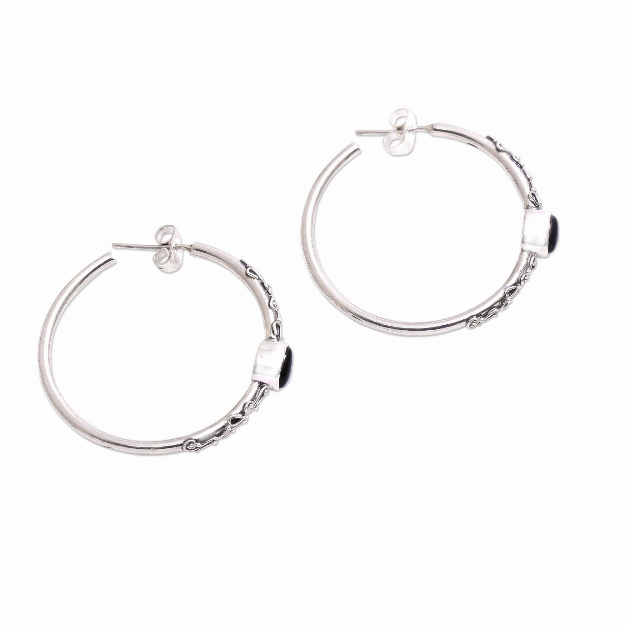 Bali Memories Onyx Half-Hoop Earrings from Bali