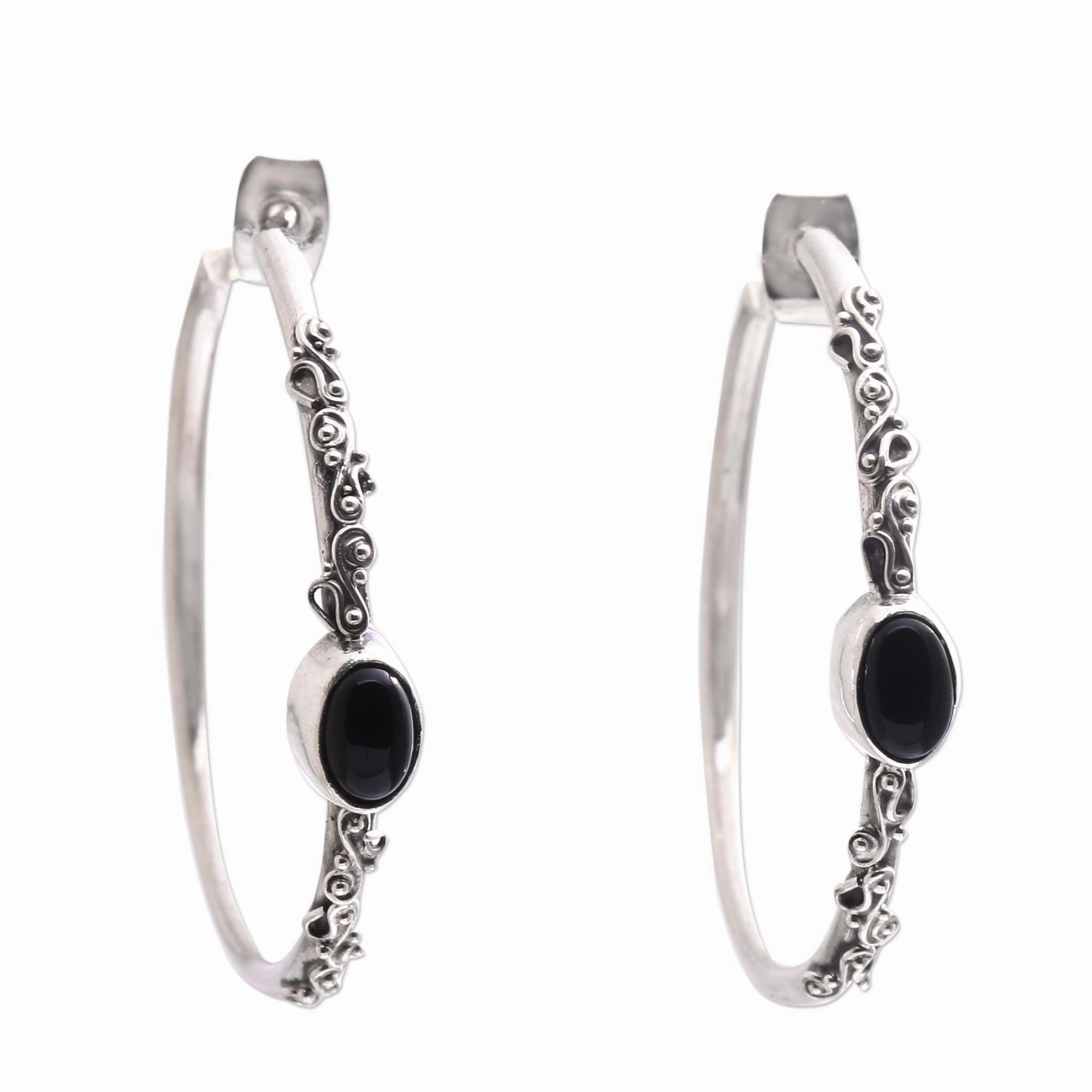 Bali Memories Onyx Half-Hoop Earrings from Bali