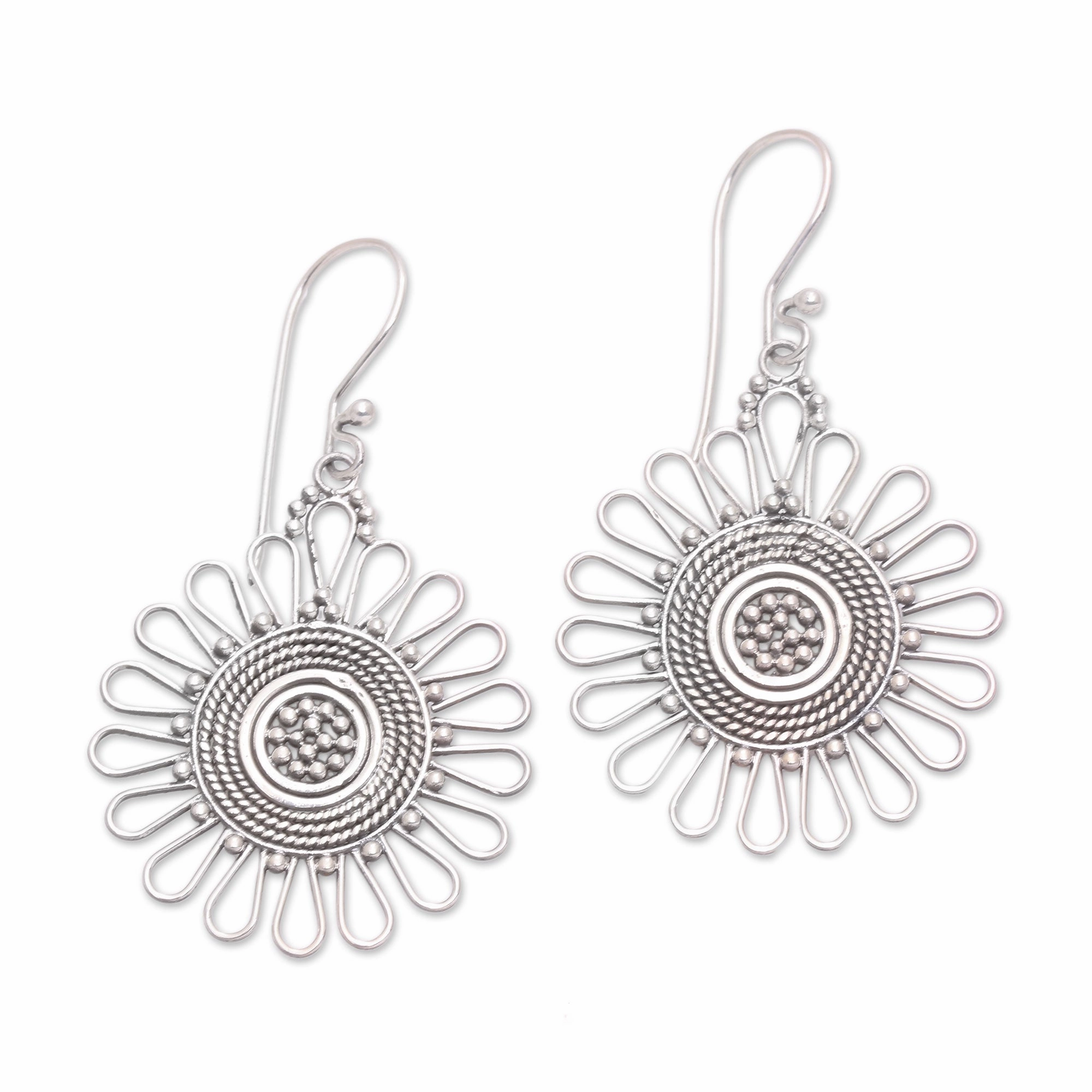 Bali Sun Handcrafted Sterling Silver Dangle Earrings from Bali