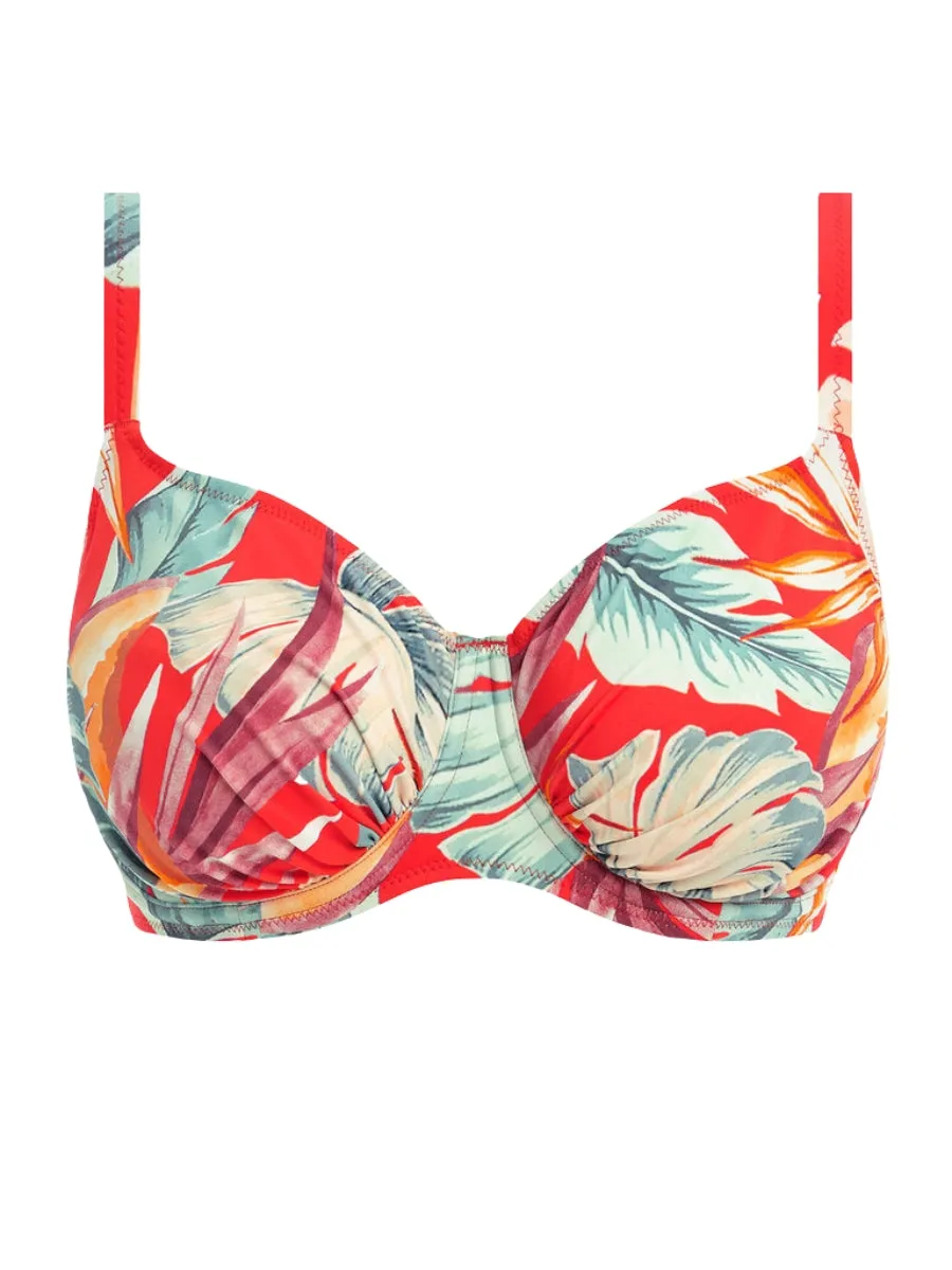 Bamboo Grove Gathered Full Cup Bikini Top - Hot Chilli