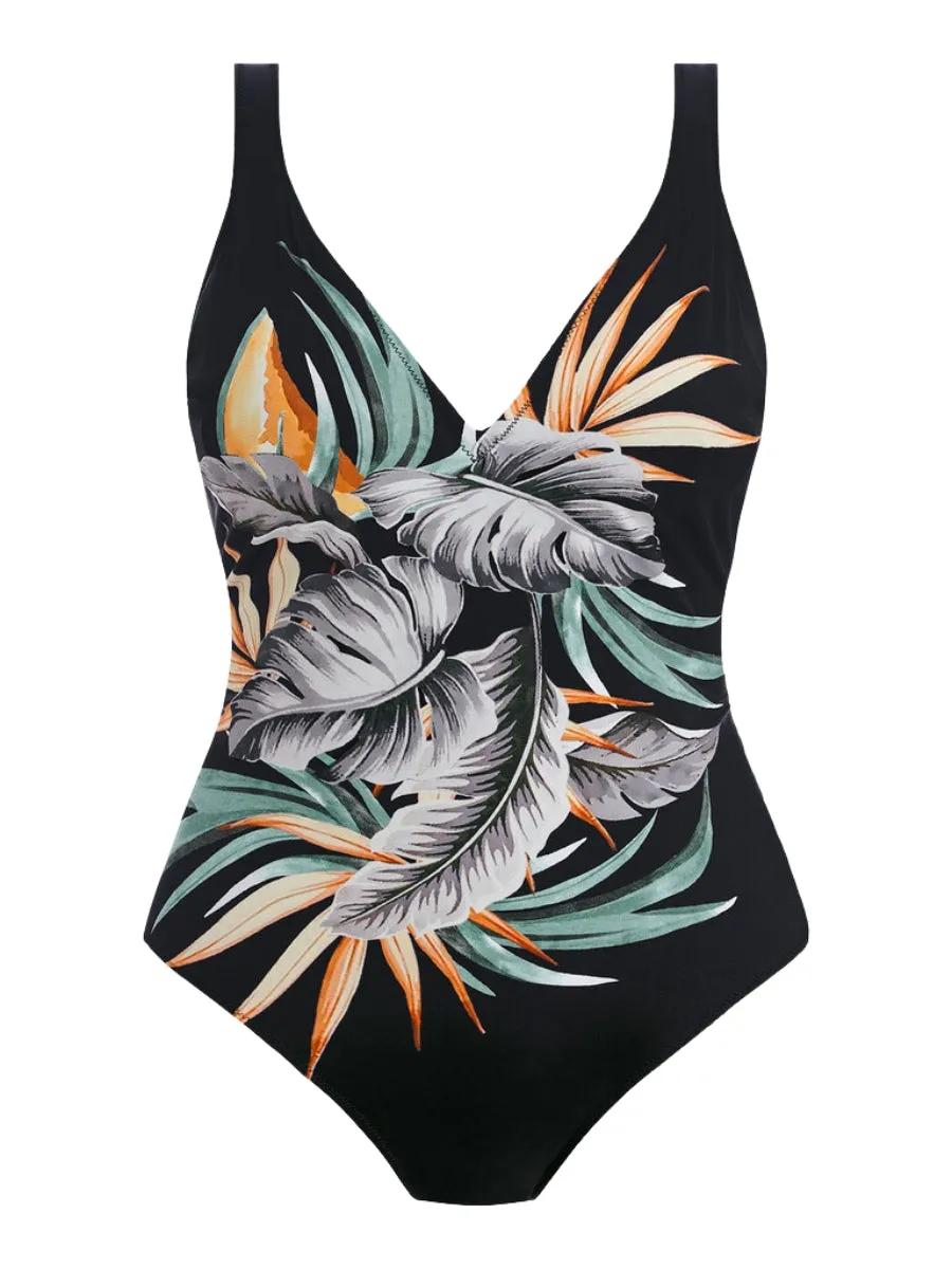 Bamboo Grove Plunge Swimsuit - Jet