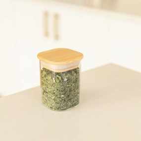 Bamboo Glass Herb & Spice Jars Square - 200ml Figurines,Decorative Ornaments