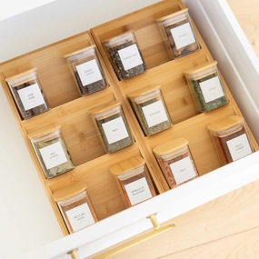 Bamboo Herb & Spice Drawer Organiser Figurines,Decorative Ornaments