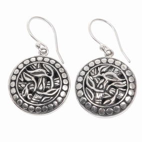 Bamboo Labyrinth Silver Dangle Earrings