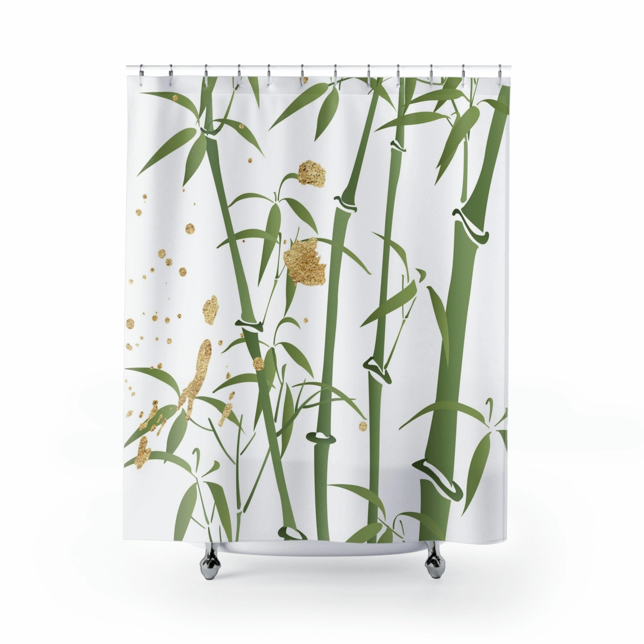 Bamboo Shower Curtain | Sage Green White