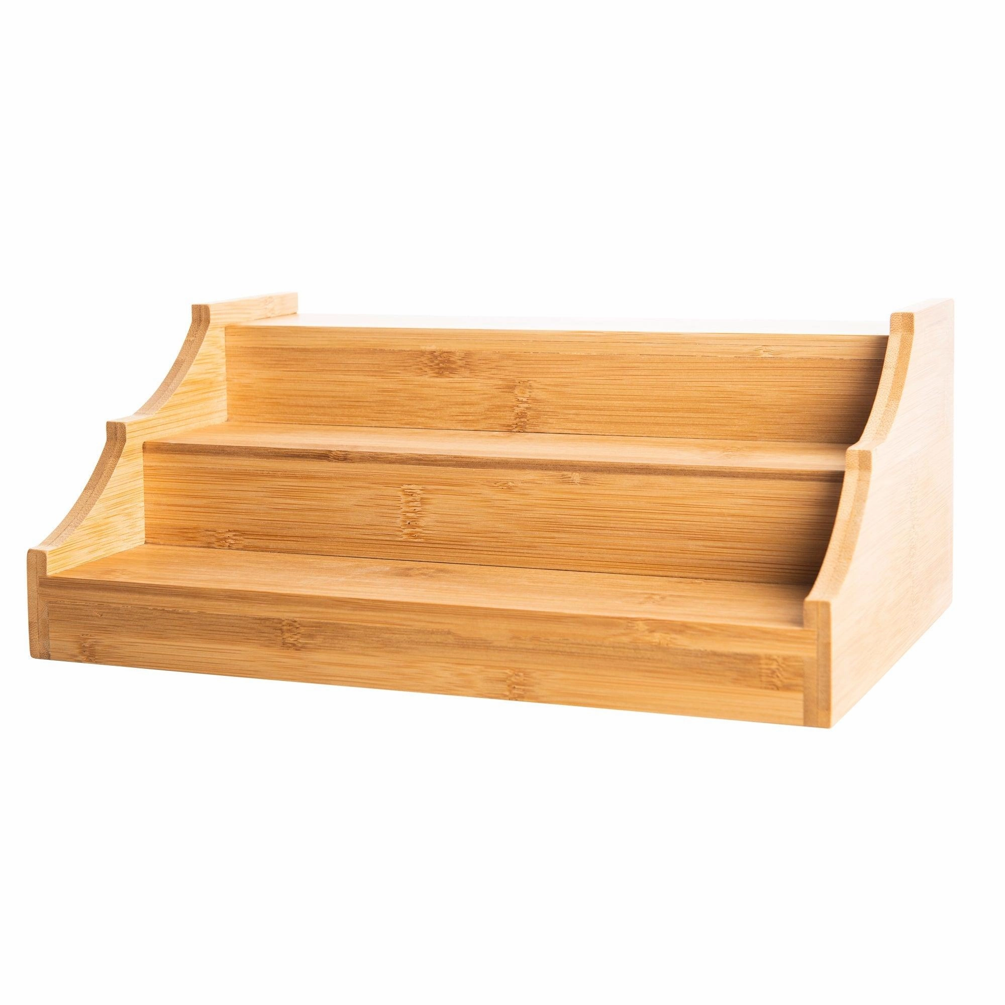 Bamboo Spice Rack with Square Herb & Spice Jars Large Pack