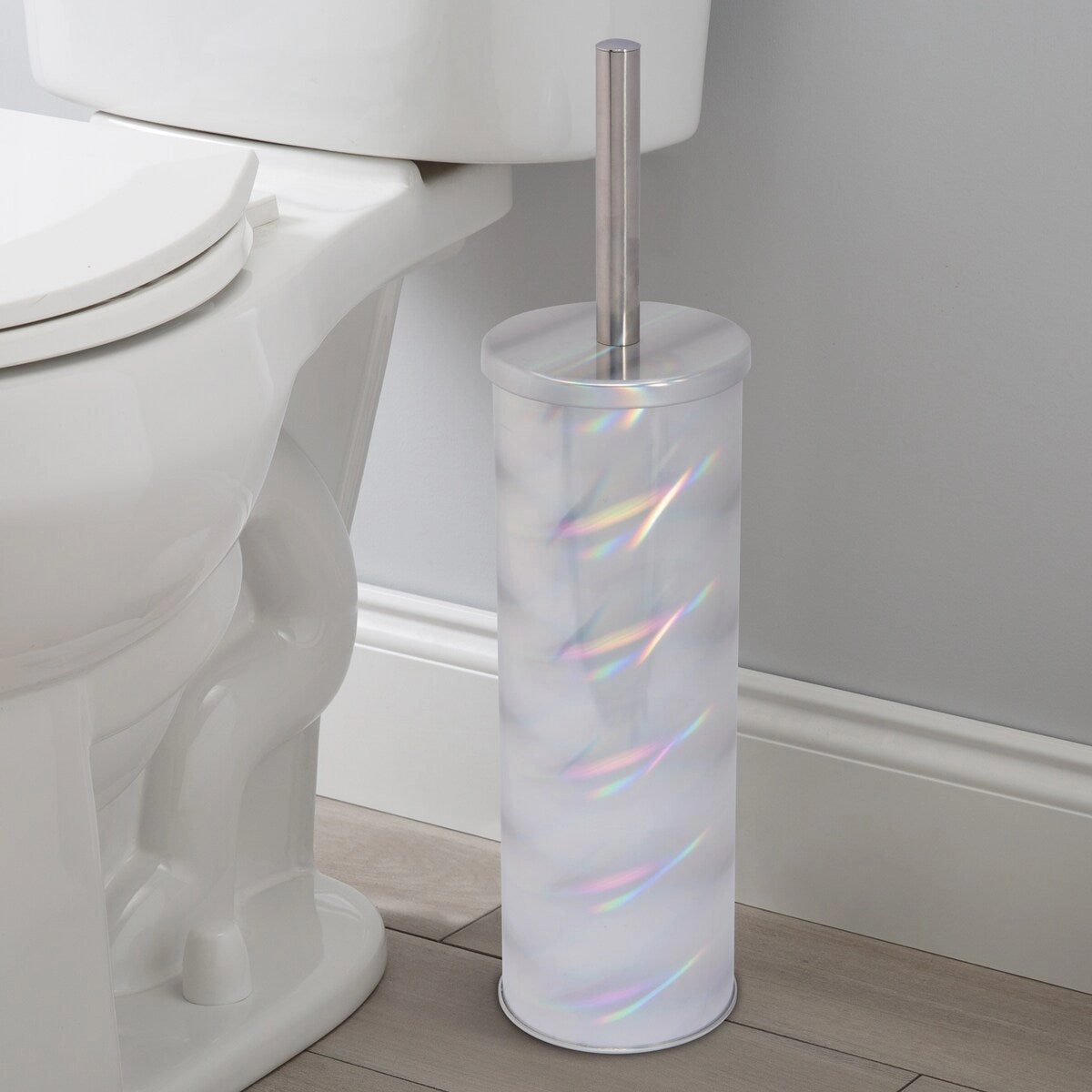 Bath Bliss 2 Pack Holographic Toilet Bowl Brush and Holder - 3.75"Rd x 15"H