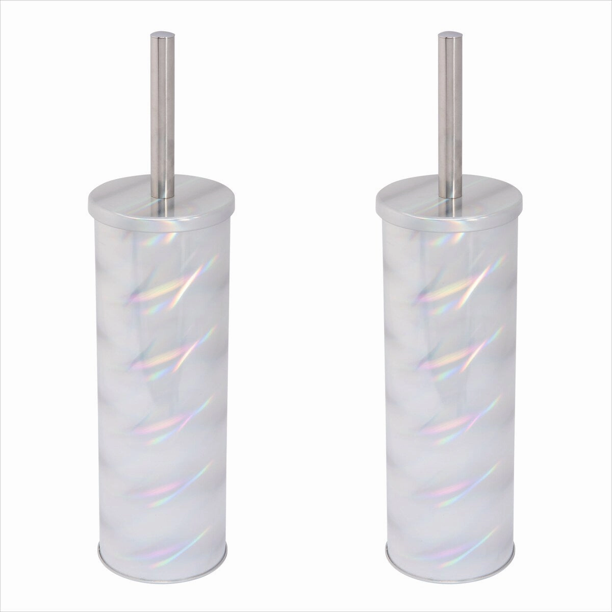 Bath Bliss 2 Pack Holographic Toilet Bowl Brush and Holder - 3.75"Rd x 15"H Toilet Brush,Bathroom Cleaner