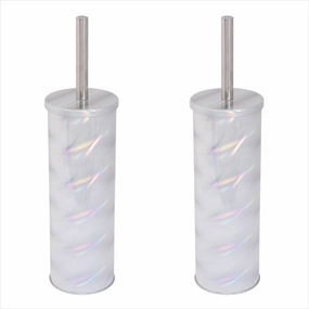 Bath Bliss 2 Pack Holographic Toilet Bowl Brush and Holder - 3.75"Rd x 15"H Toilet Brush,Bathroom Cleaner