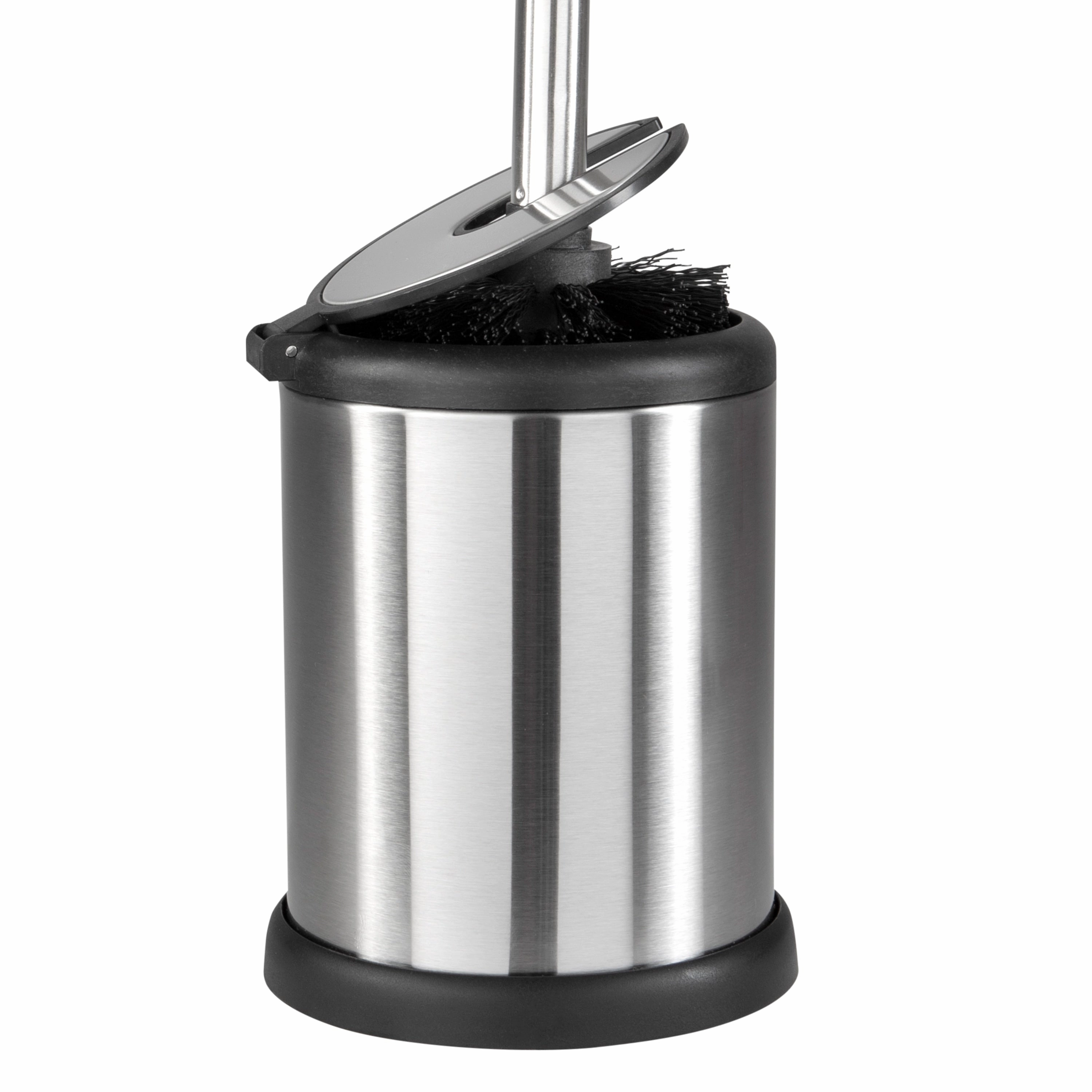 Bath Bliss 2 Pack Self Closing Lid Toilet Brush and Holder in Stainless Steel - 4.5" Rd x 14.75"