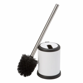 Bath Bliss Self Closing Lid Toilet Brush and Holder in White - 4.5"Rdx 15.4" Toilet Brush,Bathroom Cleaner