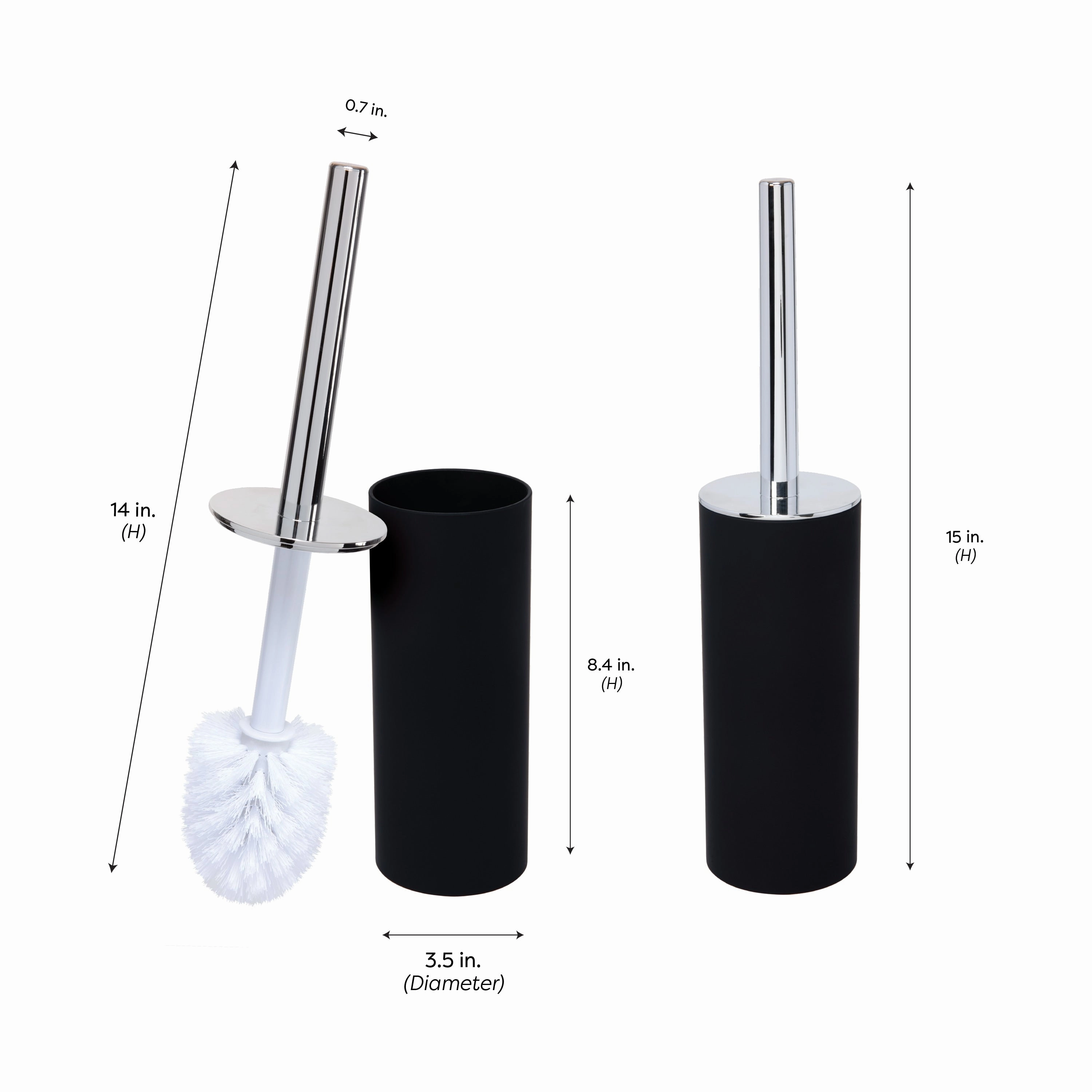 Bath Bliss Soft Touch Toilet Brush Set in Matte Black