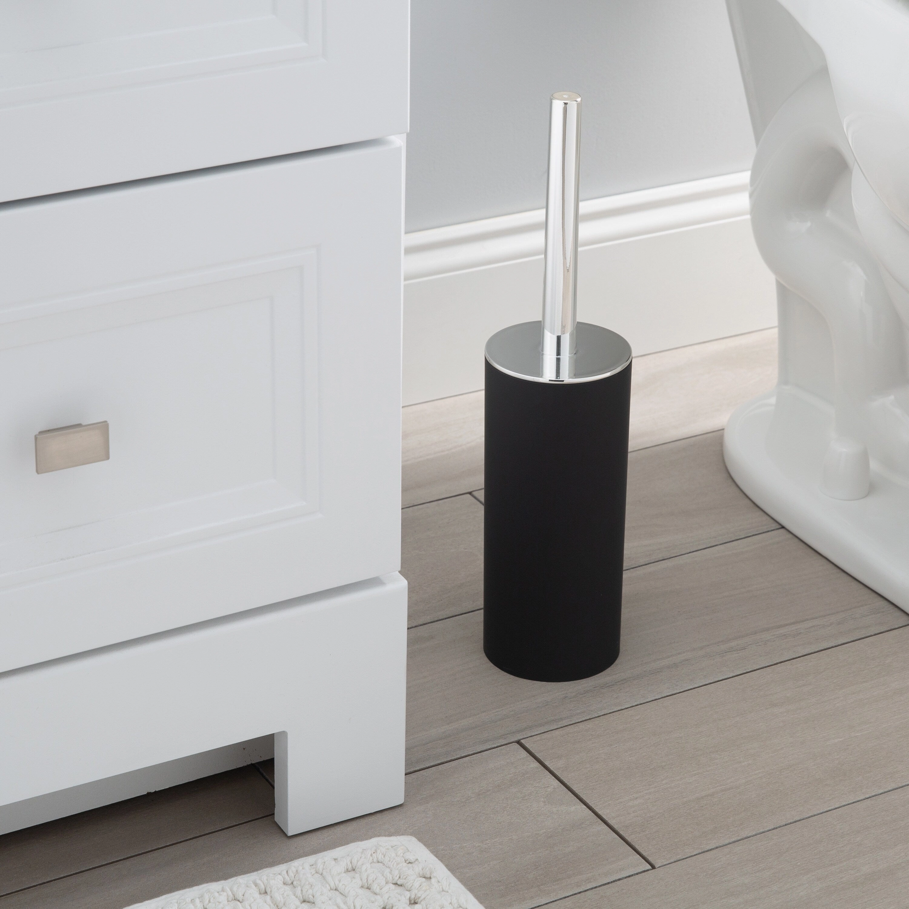 Bath Bliss Soft Touch Toilet Brush Set in Matte Black